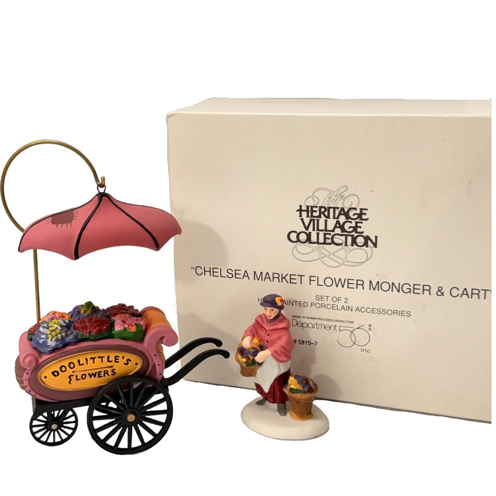 Dept 56 Heritage Village Chelsea Market Flower Monger & Cart Dickens Village